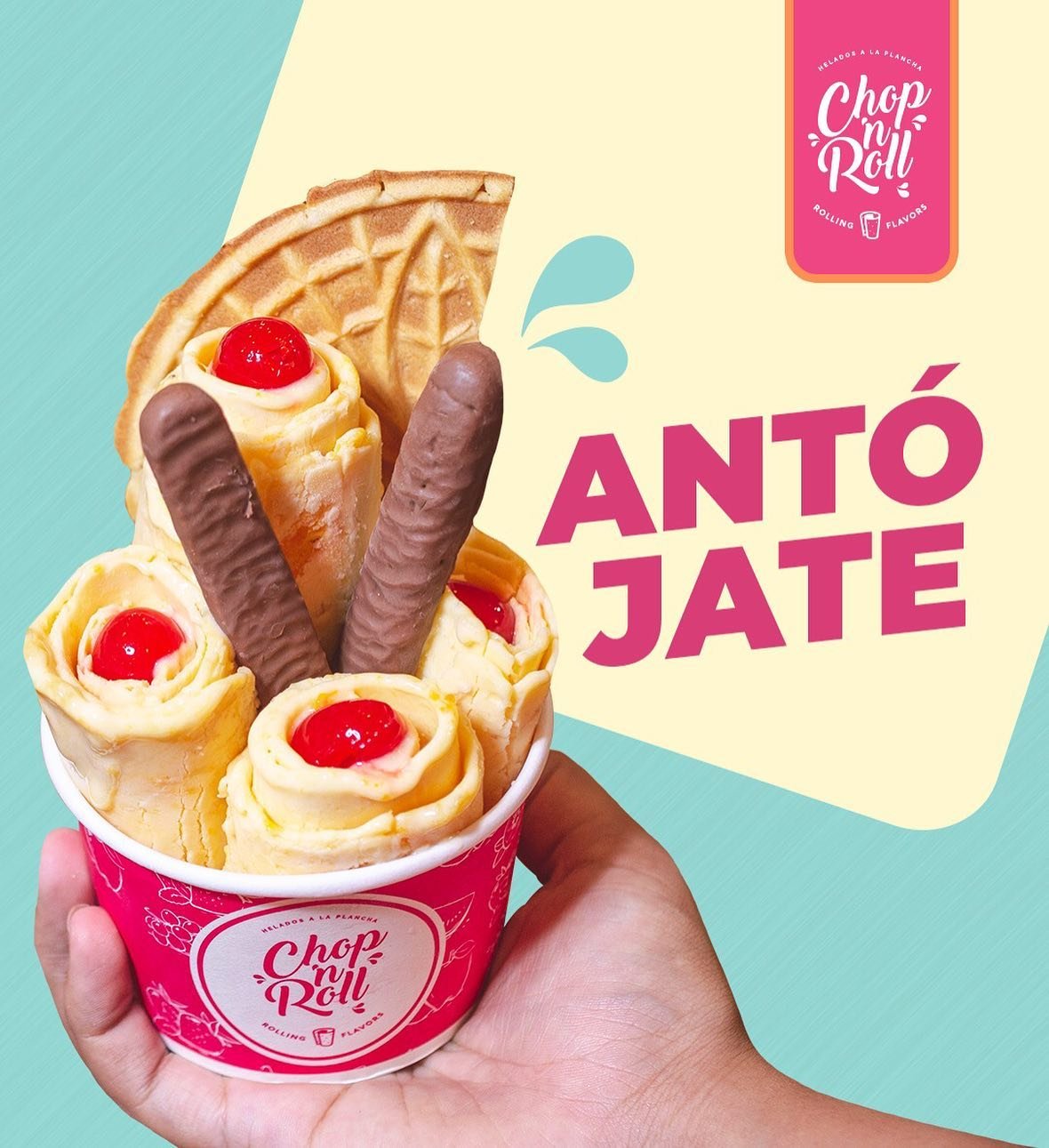 Roll mango leche condensada adicional palitos de chocolate y cerezas 🍒